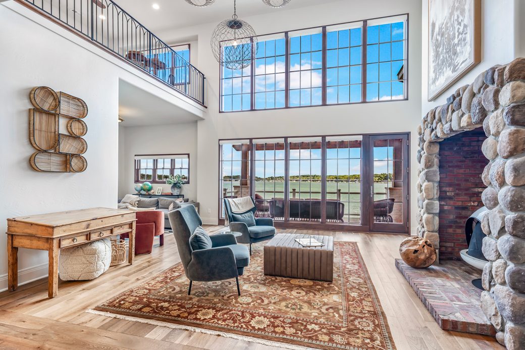 Large living room with a loft